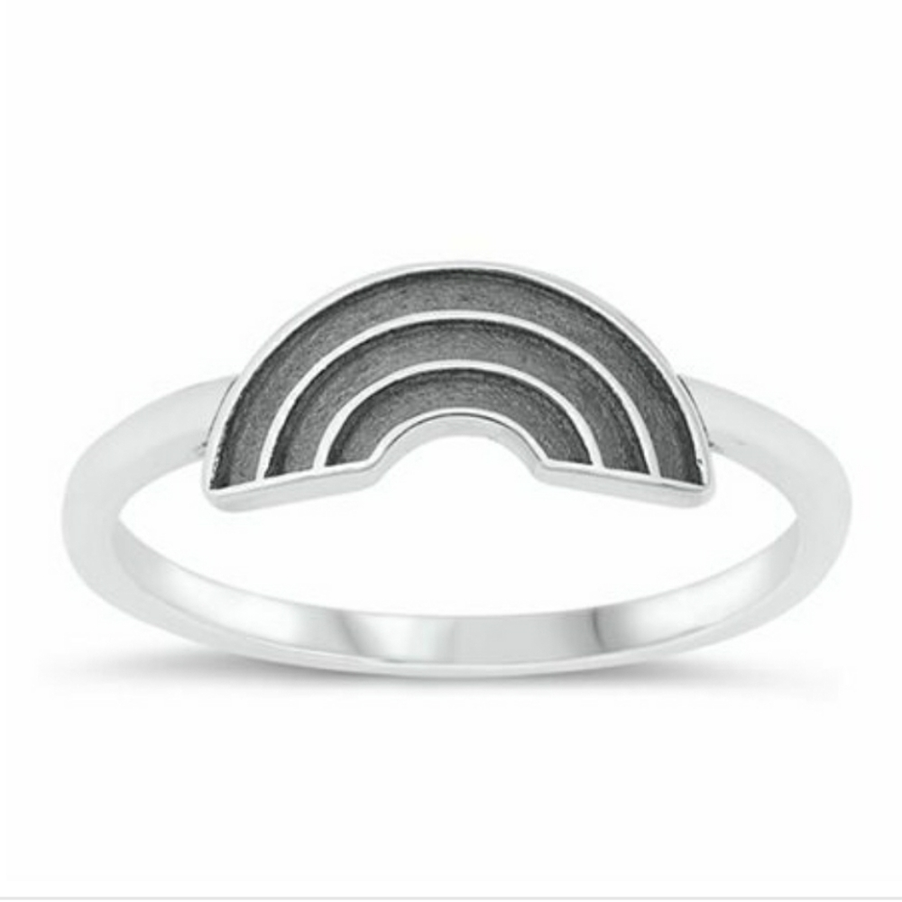 New 925 Sterling Silver Rainbow Pride Ring Size 9